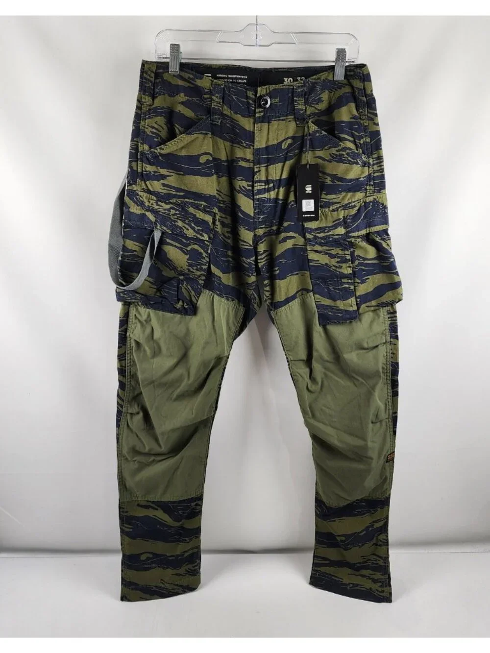 G Star RAW Pants Mens 30x32 Tiger Camo 3D Tapered Cargo 2.0 Vintage Ripstop NWT